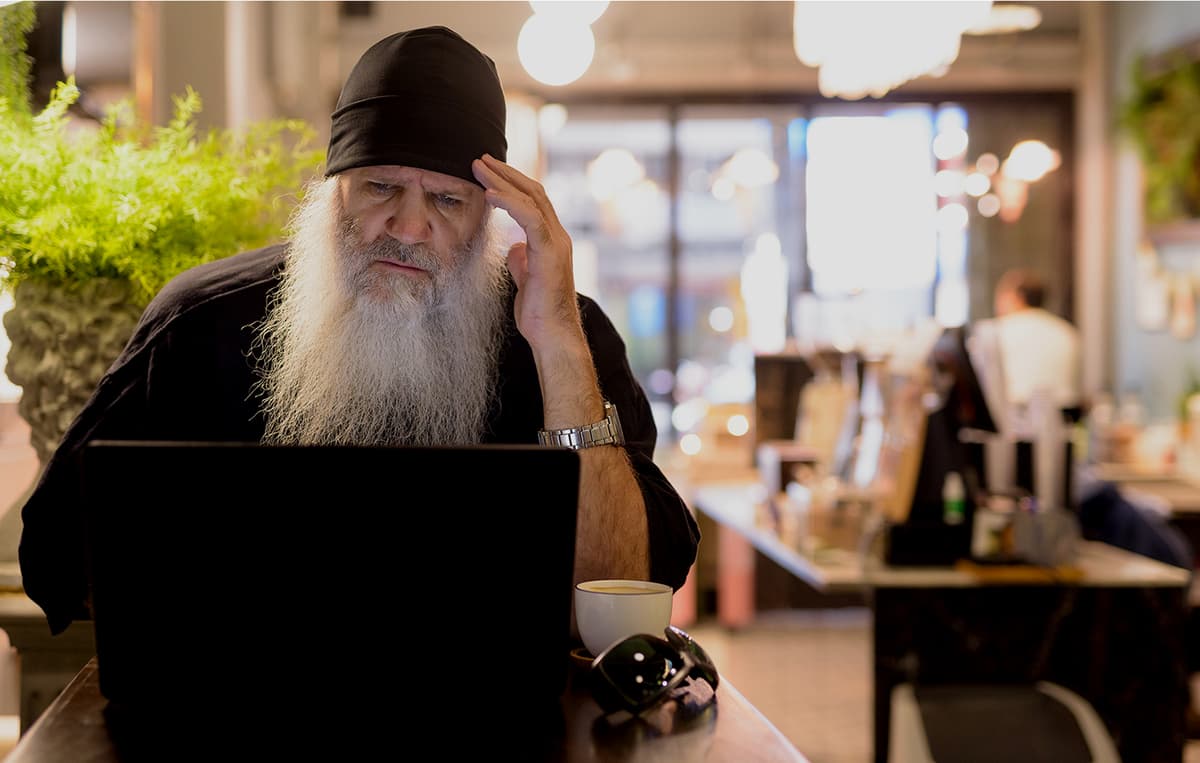 Older person using a laptop