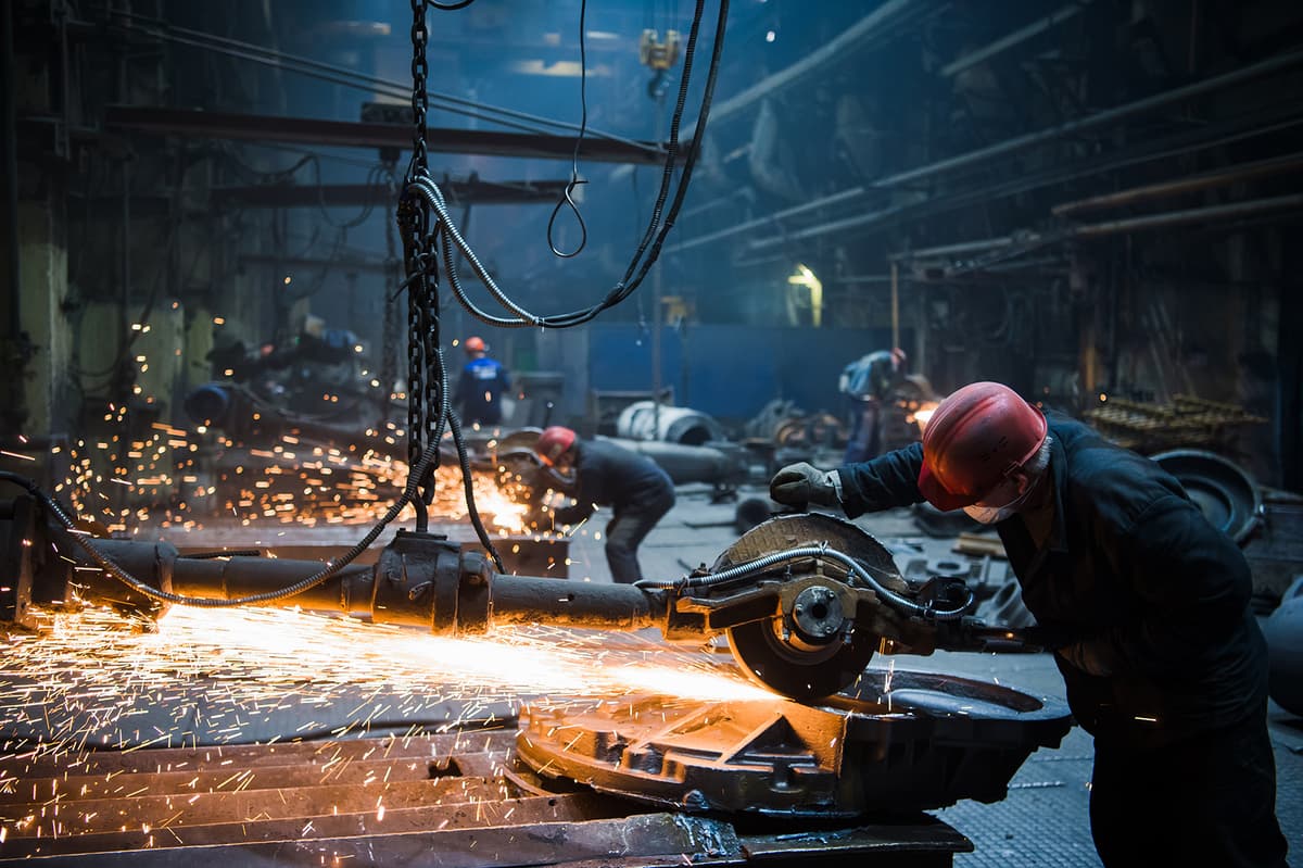 Sparks flying from industrial machinery